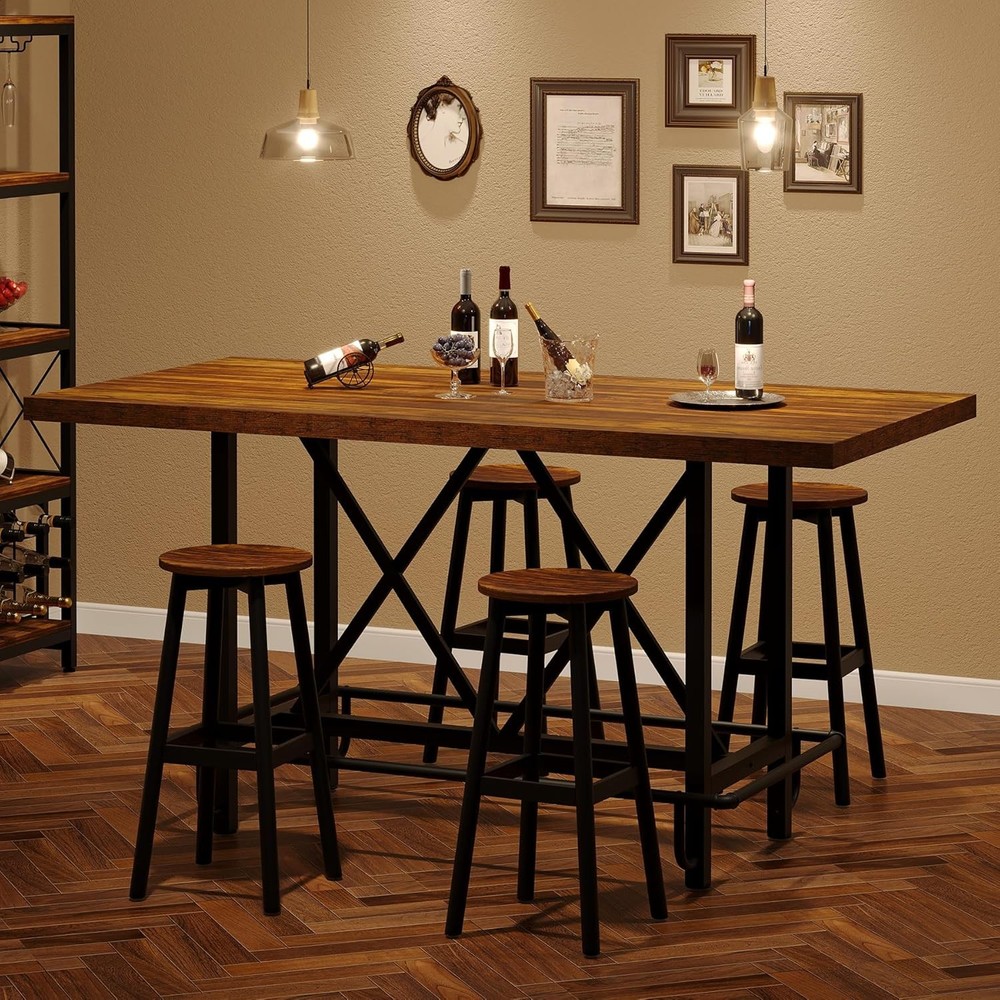 Tribesigns Bar Table Industrial Counter Height Pub Table