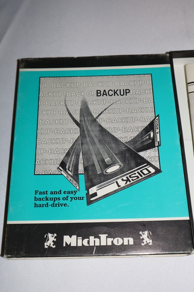 1985 Atari ST Backup Complete w manual floppy disk & Box Michtron 1980s Computer