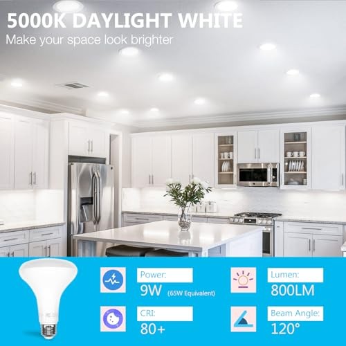 BR30 LED Light Bulbs Indoor Flood Light - 6 Pack 5000k Daylight White