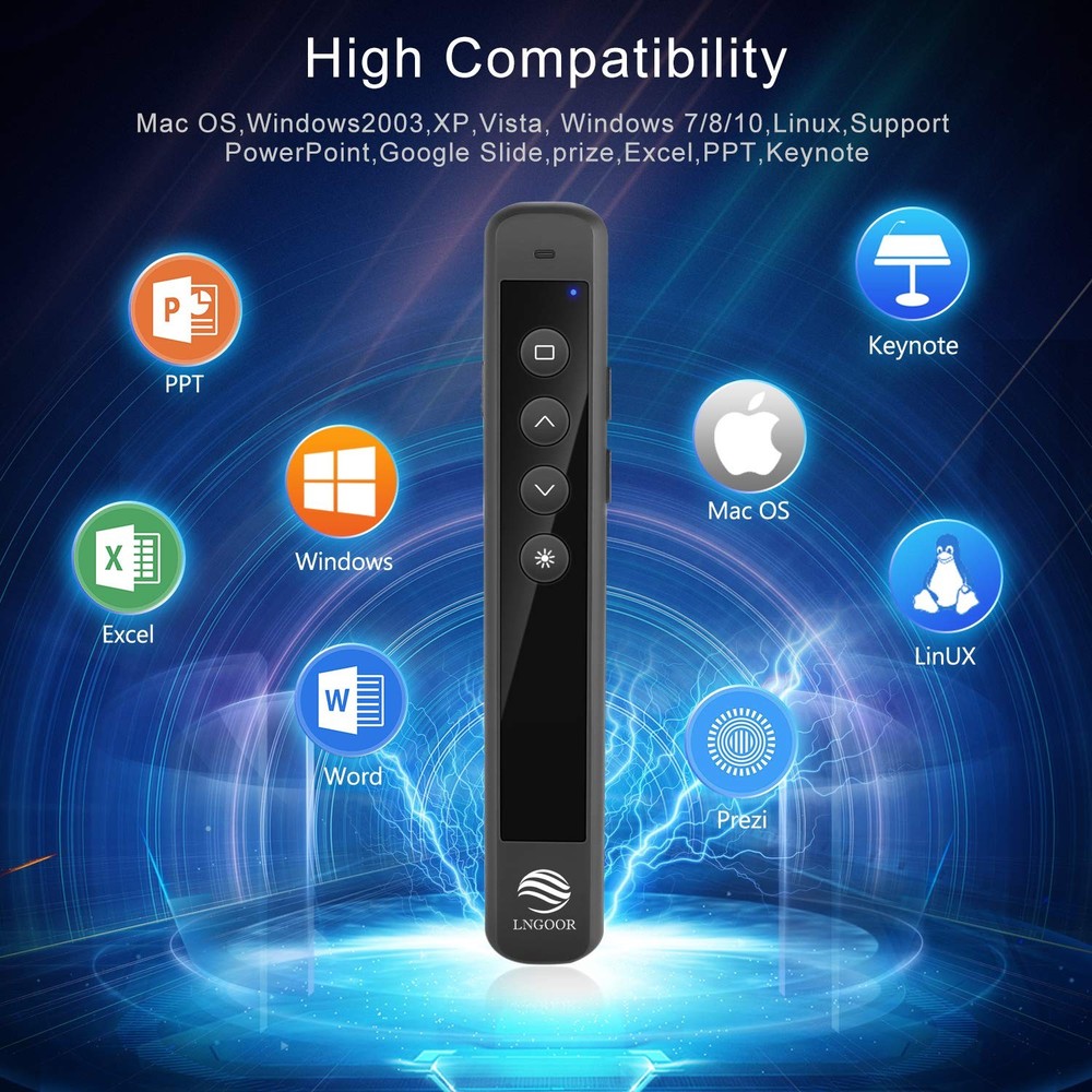 Rechargeable Presentation Clicker for PowerPoint - RF 2.4GHz Wireless Present...