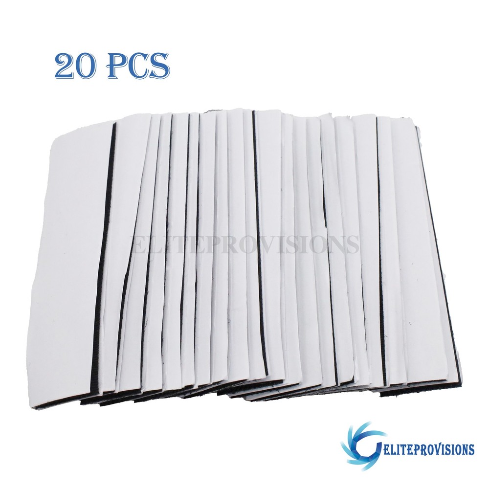 20 Sets Heavy Duty Hook & Loop Black Adhesive Strips Sticky Back Fastener 1x4”