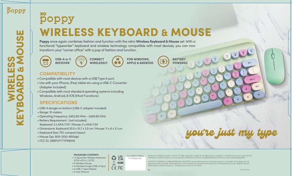 Wireless Keyboard & Mouse, Retro Typewriter Styler, Compatible with Most Devi...