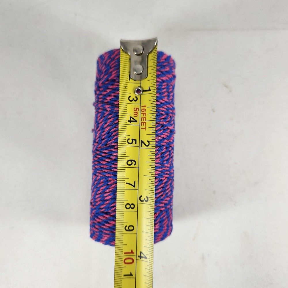 Blue & Pink Striped String Thread Spool Roll