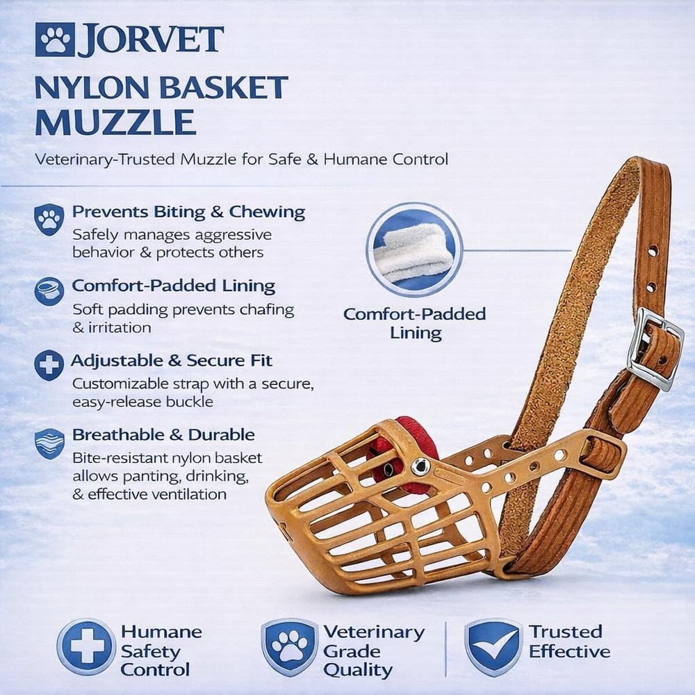 JorVet Nylon Basket Muzzle | Quick Release Buckle | Soft, #9, Beige