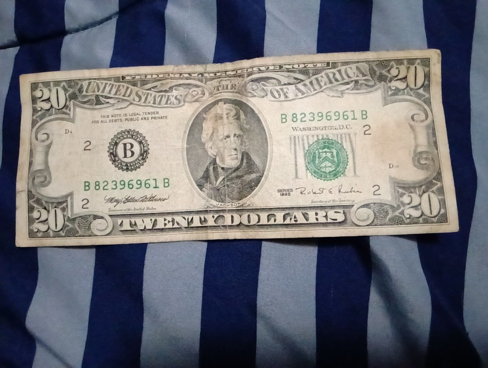 1995 Antique 20$Dollar Note Rare Print Error