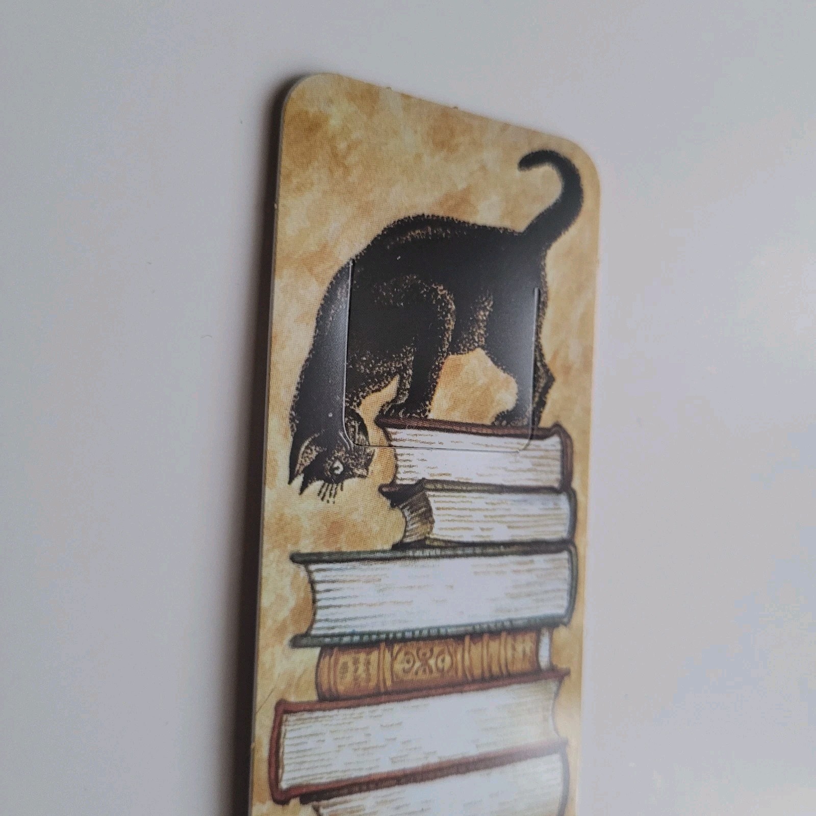 Vintage 70s Black Cat Book Stack Tab-Marks Kitty Bookmark 1978 80s Britain SU-10