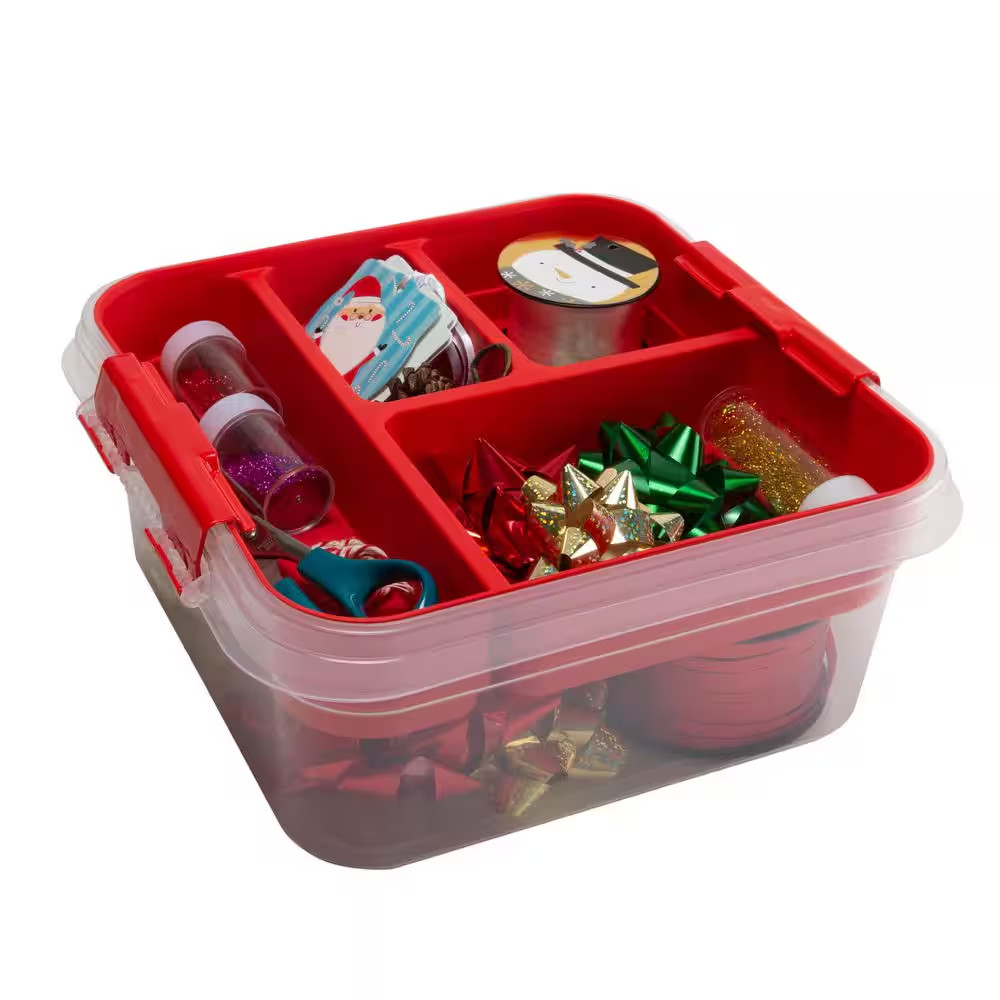 5 Compartment Gift Supply Storage Box in Red