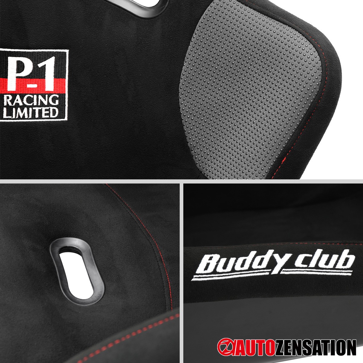 Black Genuine Buddy Club P-1 Limited EVO Racing Bucket Seat Regular Size