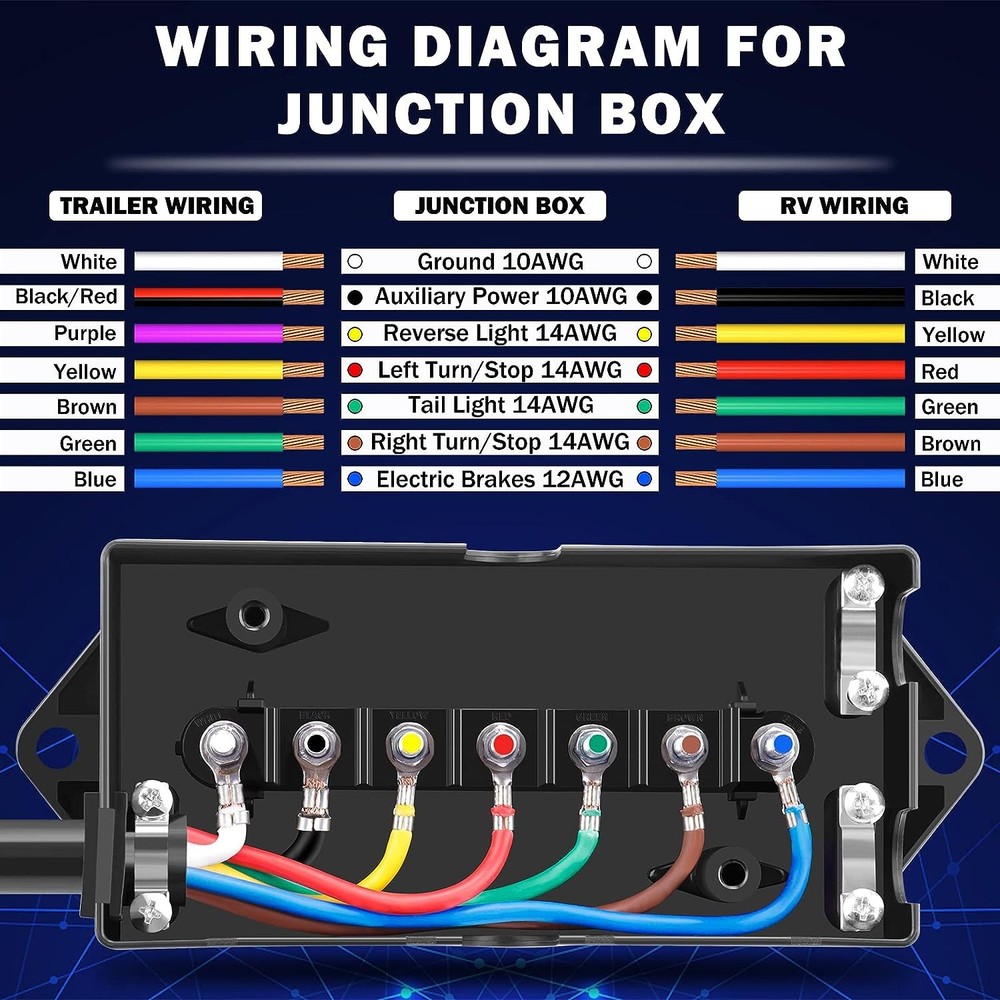 8ft 7 Way Trailer Wiring Harness Plug Cord