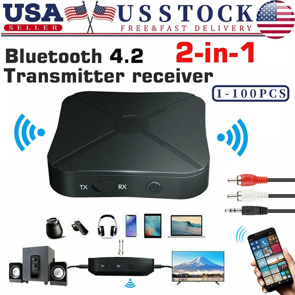 2in1Bluetooth Transmitter Receiver Wireless Adapter TV Home Stereo A2DPAudio Lot