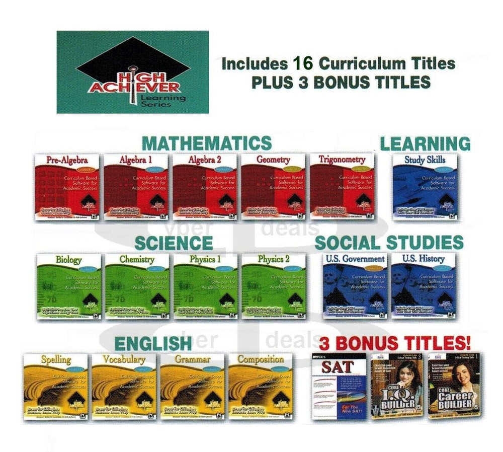 Biology Chemistry Sciences + Addl Core Curriculum Subjects Learning PC Software