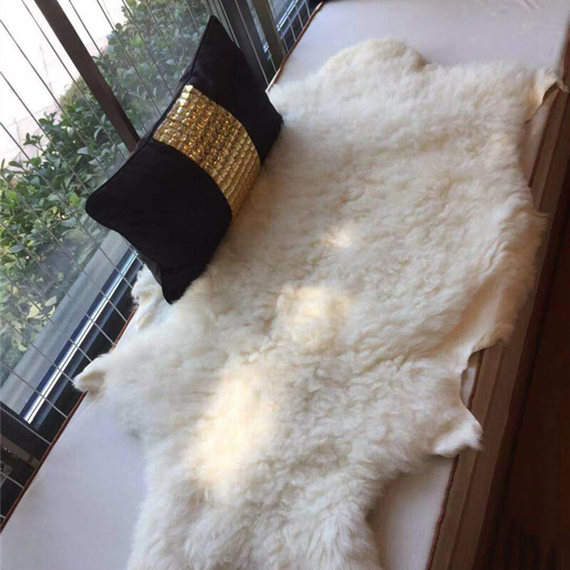 Ivory Real Sheepskin Rugs Fluffy Fur Sofa Couch Mats Soft Skin Fur Car Seat Pads