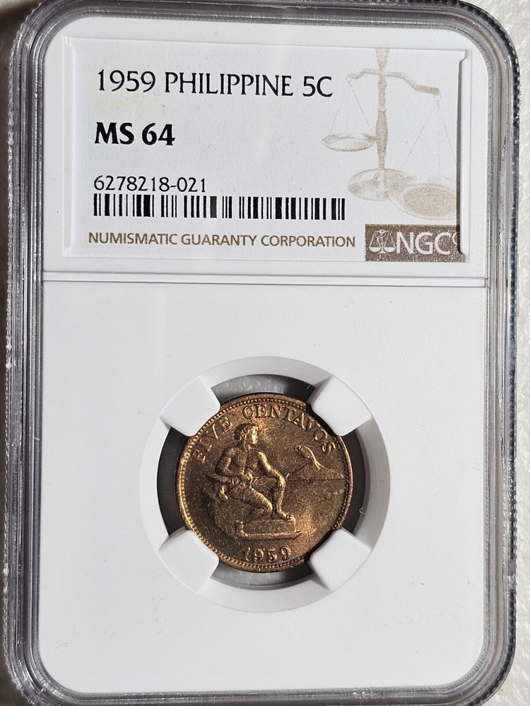 Philippines 5 Centavos 1959 NGC MS 64