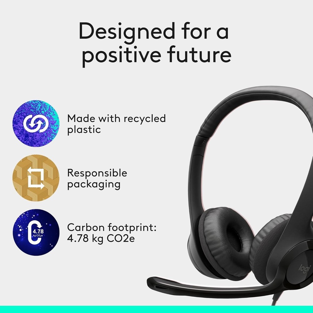 Professional Logitech H390 Wired Headset for PC with Active Noise Cancellation