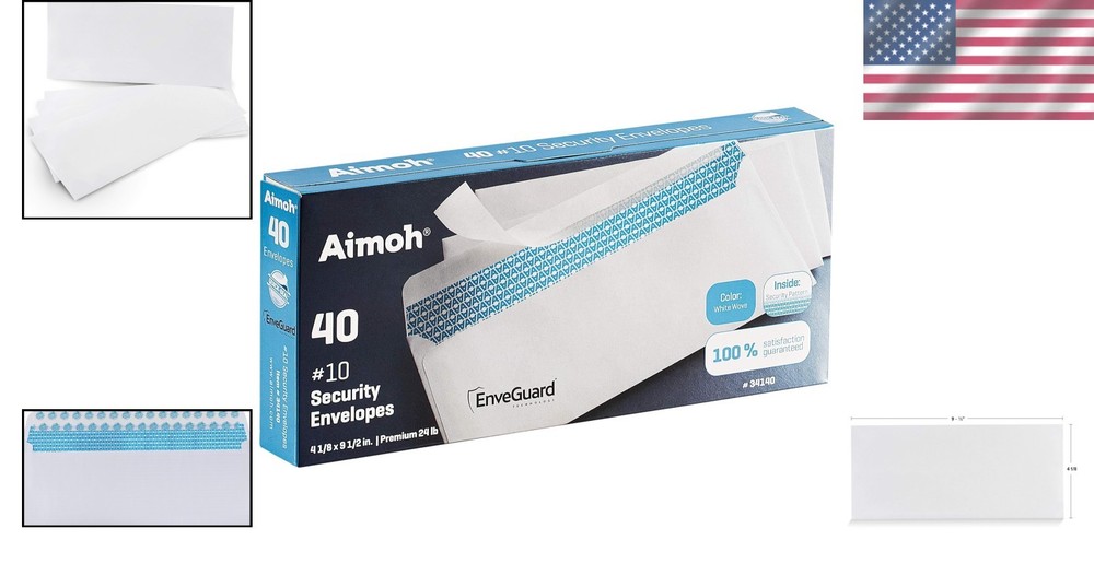 Security Tinted Self-Seal Envelopes, 40 Count for Sensitive Letters