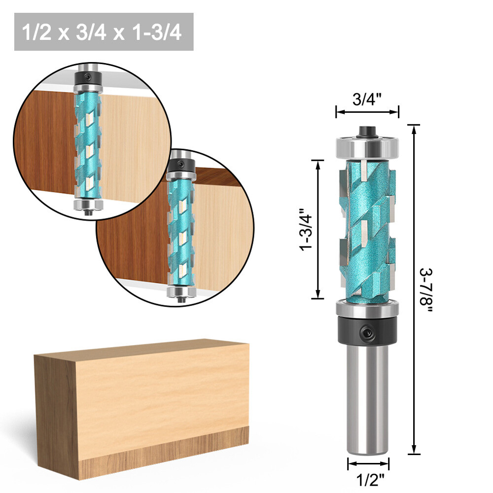 1pcs 1/2" Shank Flush Trim Solid Carbide Spiral Router Bit 1-3/4"
