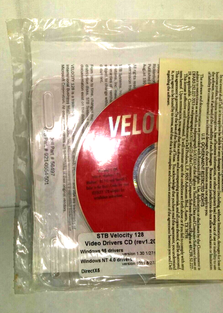 DELL STB: Velocity 128 Multimedia Accelerator CD-ROM Disc & Dell User Manual