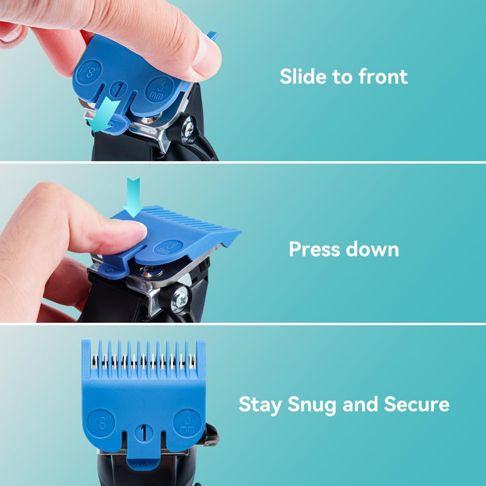 Clipper Guards Set Compatible with Most Wahl Clippers, Color Coded Clipper Guide