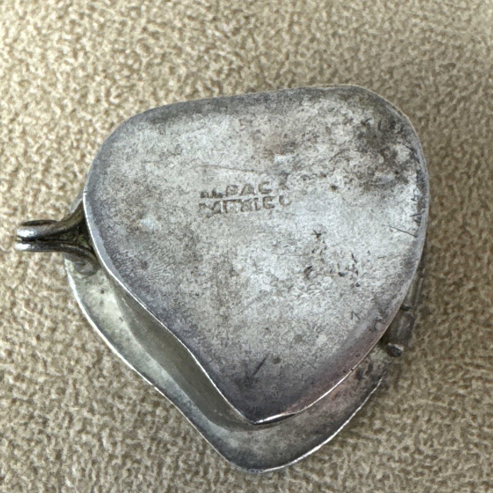 VTG Alpaca Mexico Silver Abalone Shell Inlay Pill Box Trinket-Flower Heart Daisy