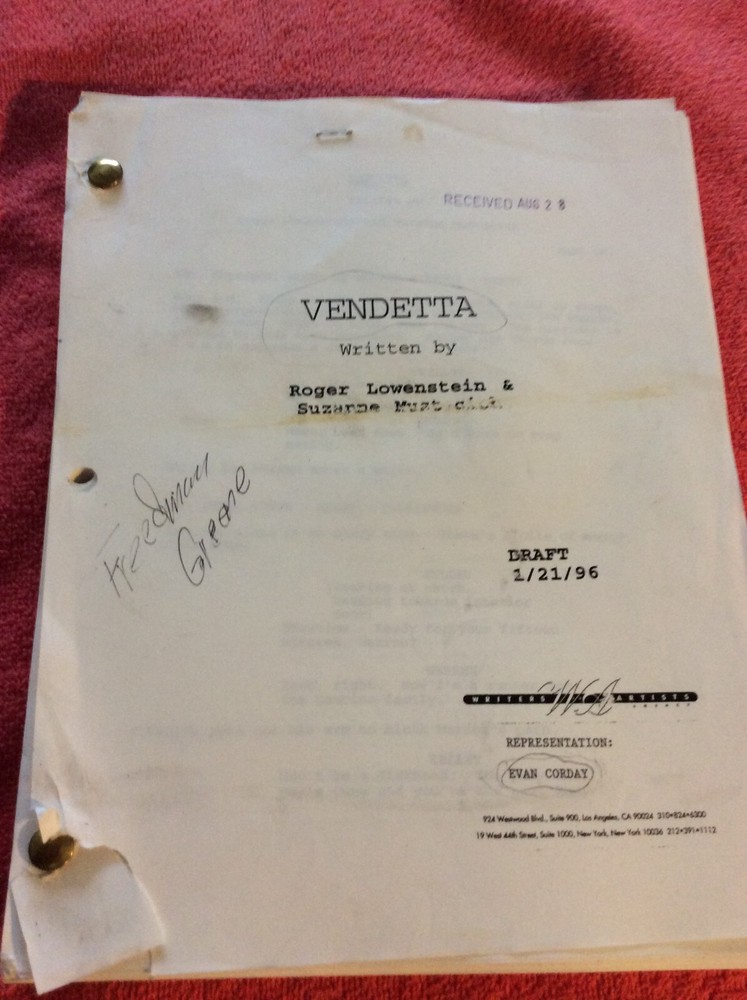 ORIGINAL SCRIPT VENDETTA 1996 DRAFT SUZANNE MUSTACICH ROGER LOWENSTEIN