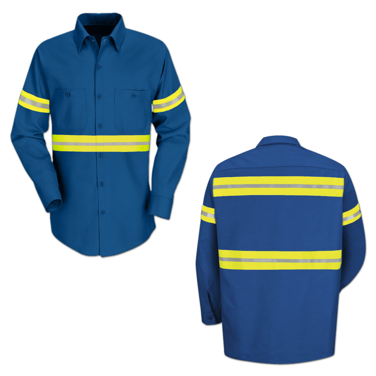 Red Kap Hi Vis Reflective Work Towing Uniform Shirt LS