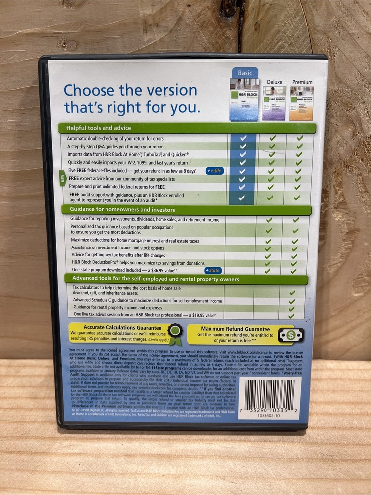 H&R BLOCK 2010 BASIC FEDERAL TAX RETURN PC & MAC NEW FREE SHIP PING