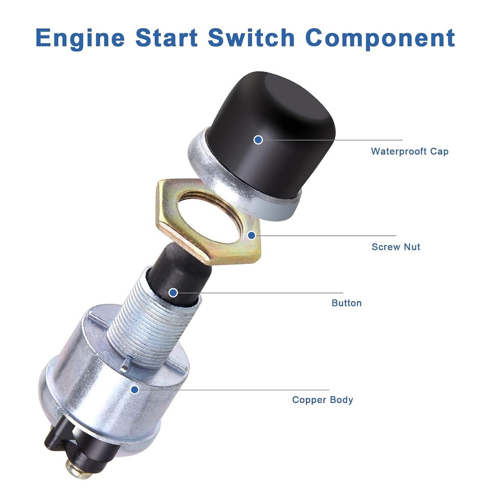 Push Button Starter Switch 12V 20A, Waterproof Momentary Start Switch for Car