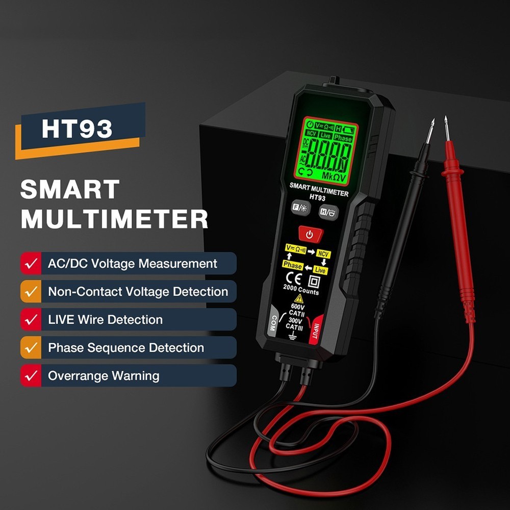 HT93 Multi-function Digital Multimeter Handheld NCV Detection Smart Multimeter