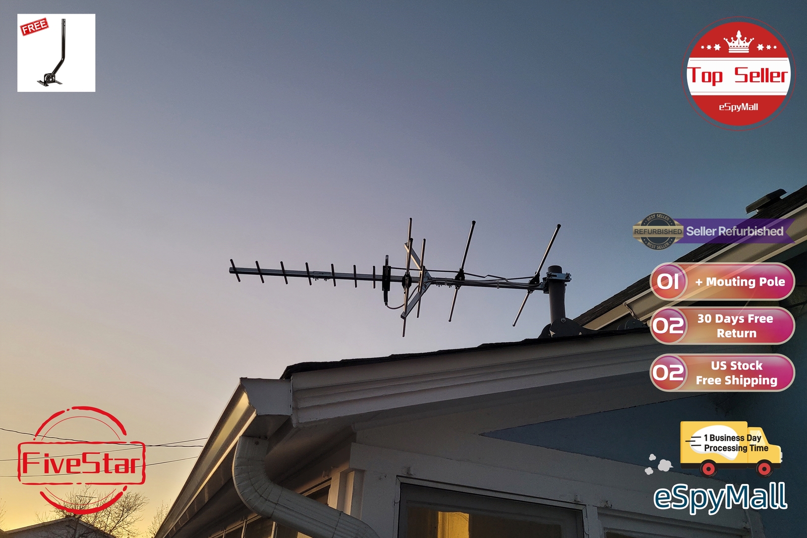 Heavy Duty Yagi Outdoor TV Antenna 300 Mile for All-Weather Performance