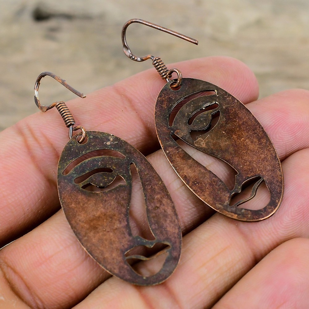 Chrome Diopside Electroformed Drop/Dangle Earrings Handcrafted Copper Gift 2.17"