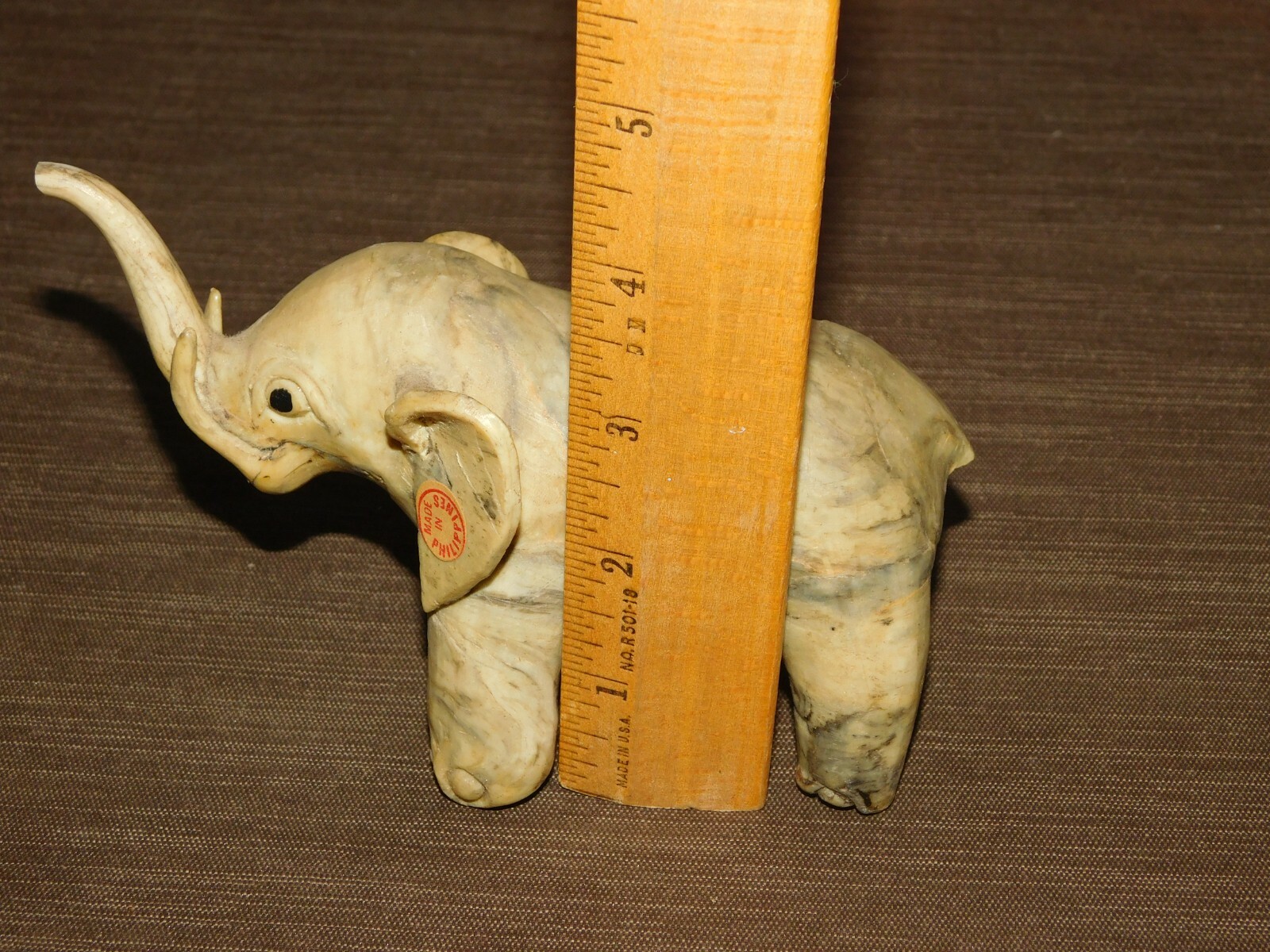 VINTAGE MADE IN PHILIPPINES CRUSHED OYSTER SHELL ELEPHANT *TAIL & TRUNK BROKEN*