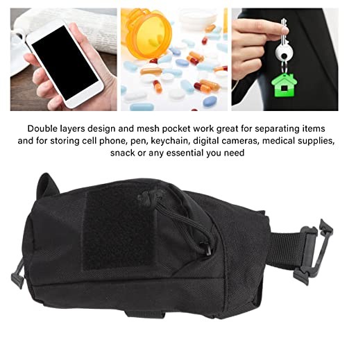Backpack Shoulder Strap Pouch,Clip On Pouch Attachment Bag Accessory Black