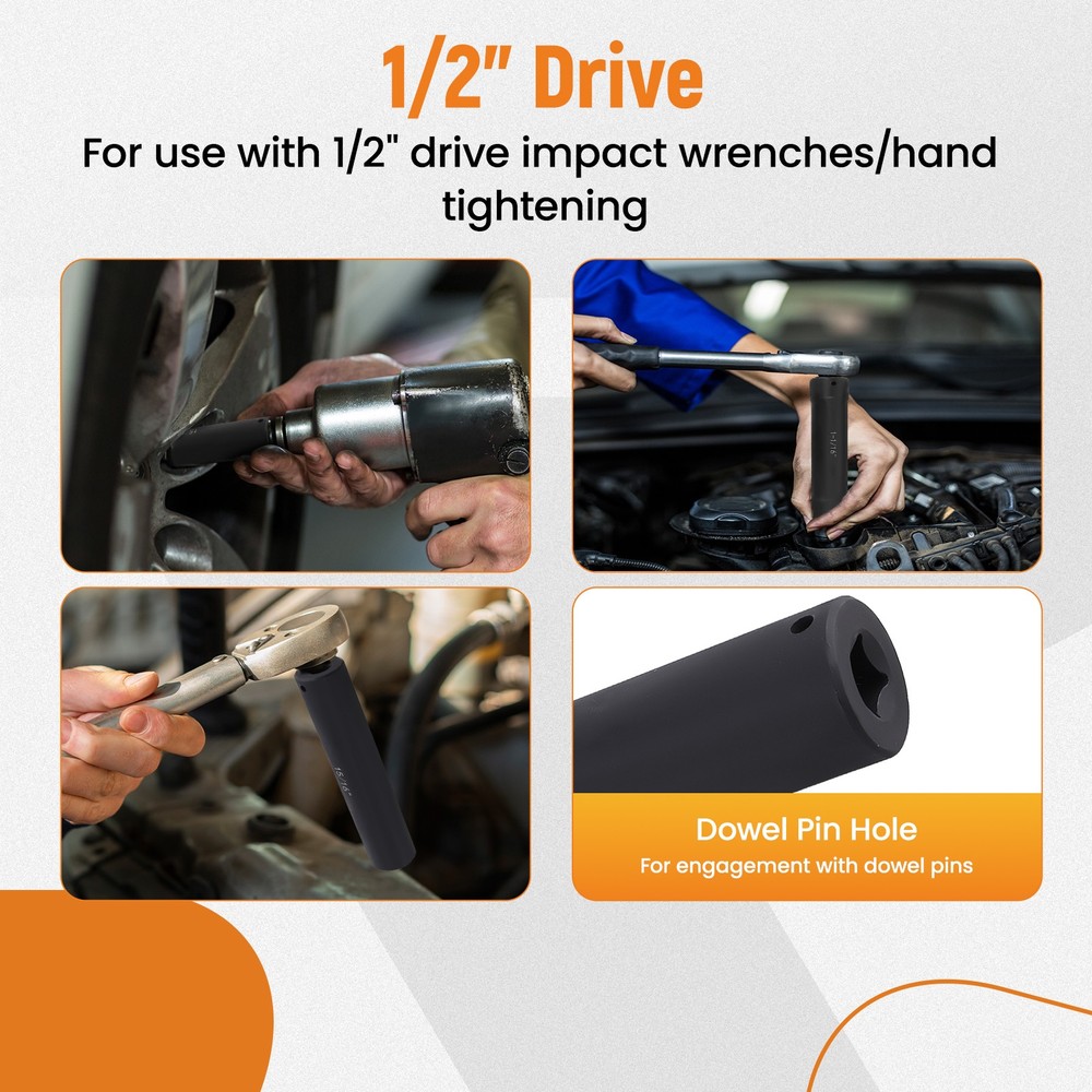 1/2 Inch Drive Extended Length Impact Socket Set 6PCS Extra Deep Socket Set