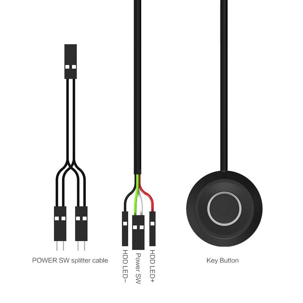 DKE PC Power Button Desktop Computer Case Switch On Off HDD black