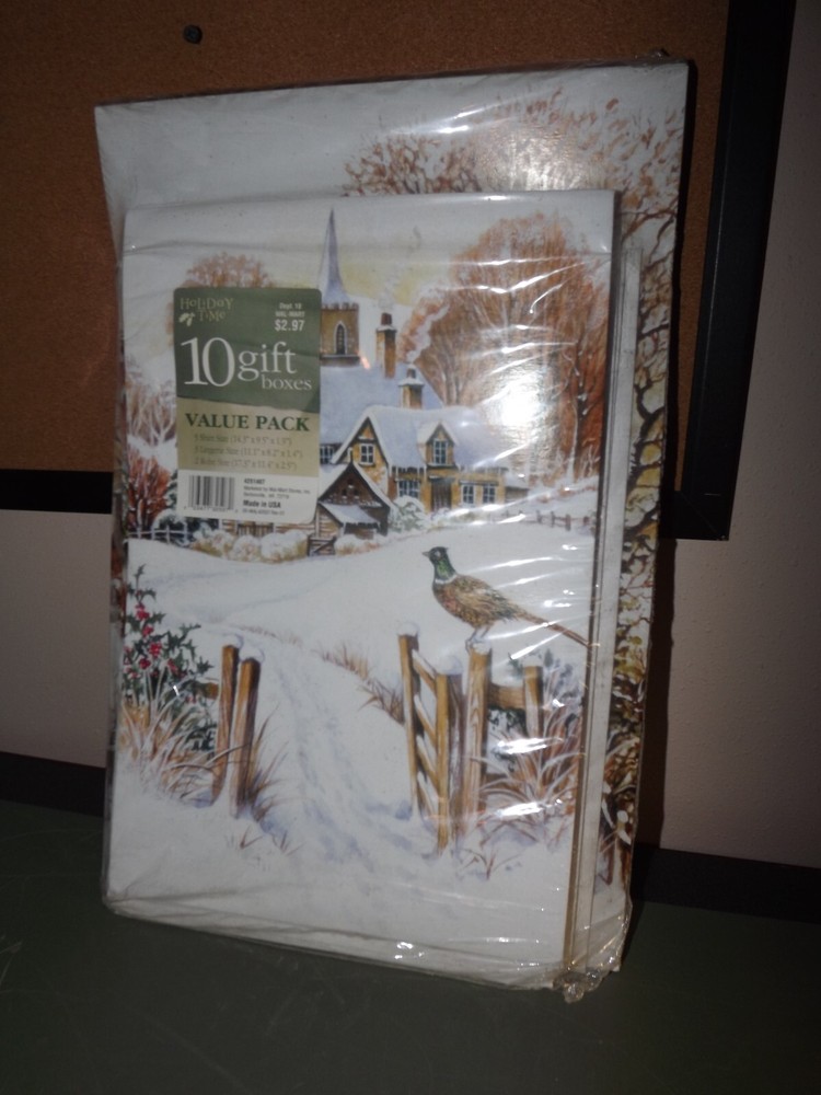 2 Pkgs 8ea & 2ea Vintage Holiday Time Value Pack Gift Boxes - MIP