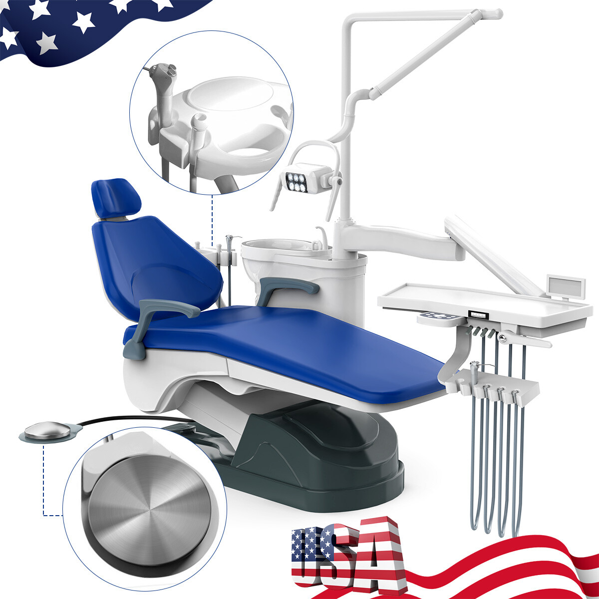 Dental Unit Chair Computer Controlled DC Motor PU Hard Leather+Doctor's Stoo FDA