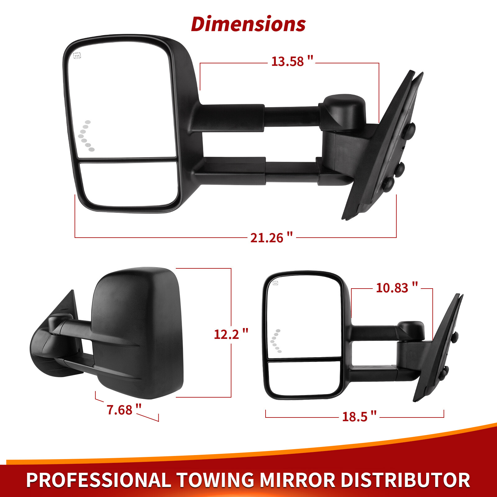 Pair Power Heated Tow Mirrors For 2007-2013 Chevy Silverado 1500 2500 3500 HD