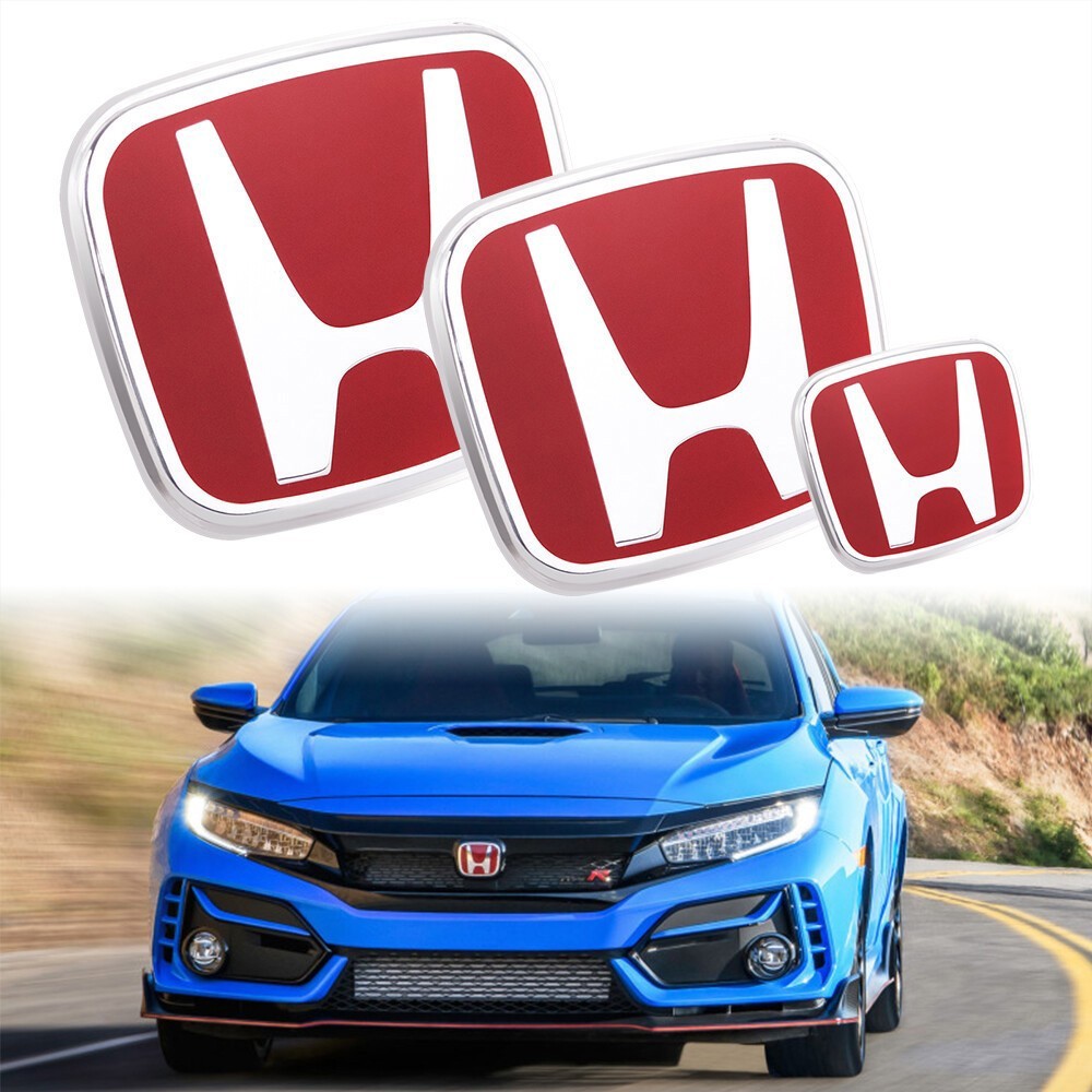 3pack Genuine Style Red Front Rear Steering Emblem Badge For Accord 2018-2023🚚