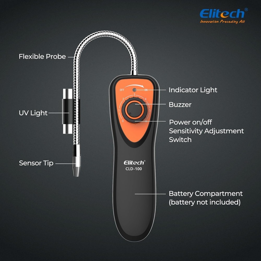 Advanced Halogen Refrigerant Leak Detector with 6 Sensitivity Settings - CLD-100