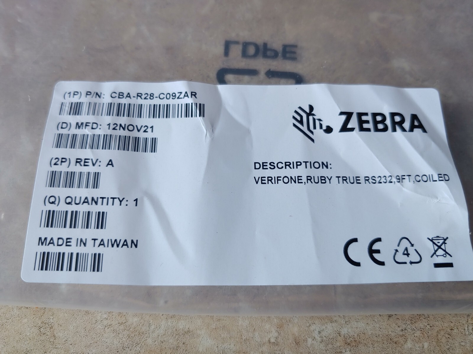 Symbol Scanner Cable For Verifone Ruby 2, CI, C18, Topaz XL on COM8 RJ50 to RJ45