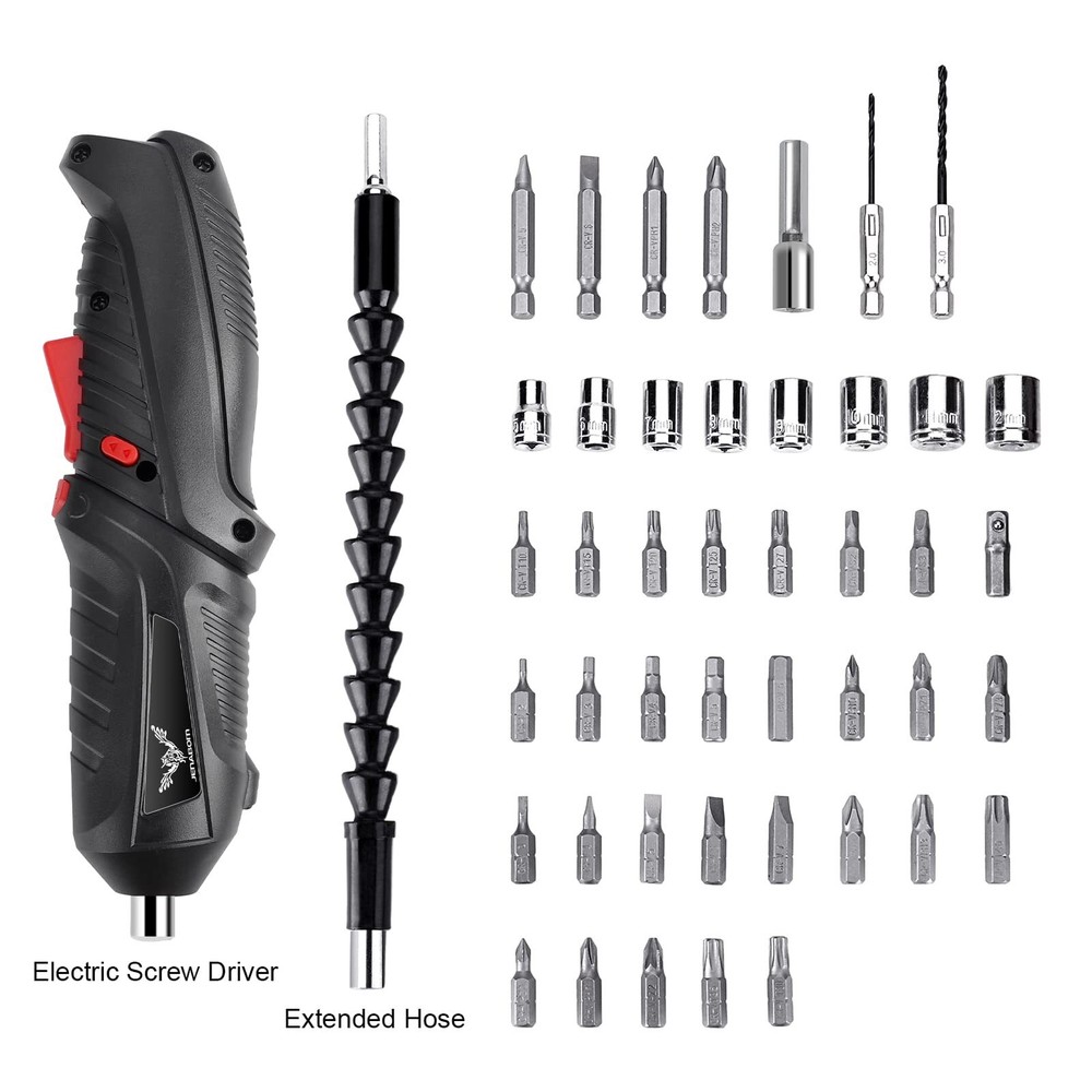 44PCS Small Mini Electric Rechargeable Cordless Screwdriver Drill Set with Bits