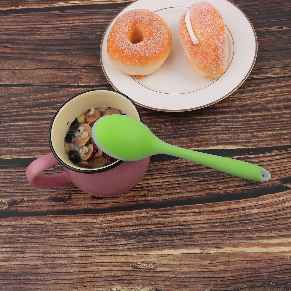 Silicone Dinner Dessert Spoon Serving Utensil for Kitchen Green