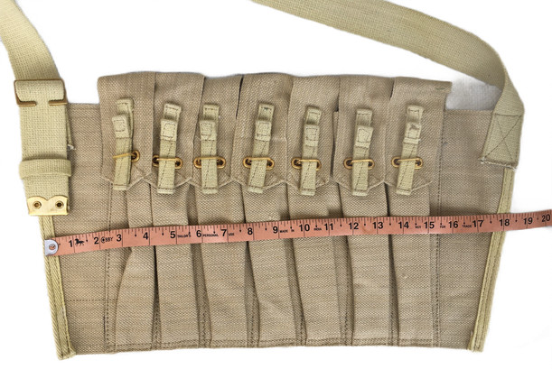 WW2 British Army 7 Pocket STEN Mag Pouch Bandolier 1944 Reproduction Light Khaki