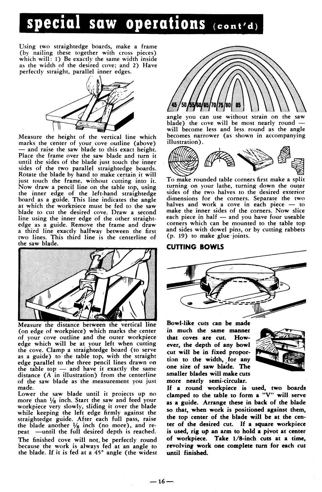 How to CRAFTSMAN Circular Table Saw 1954 Handbook Operator's Manual 0926