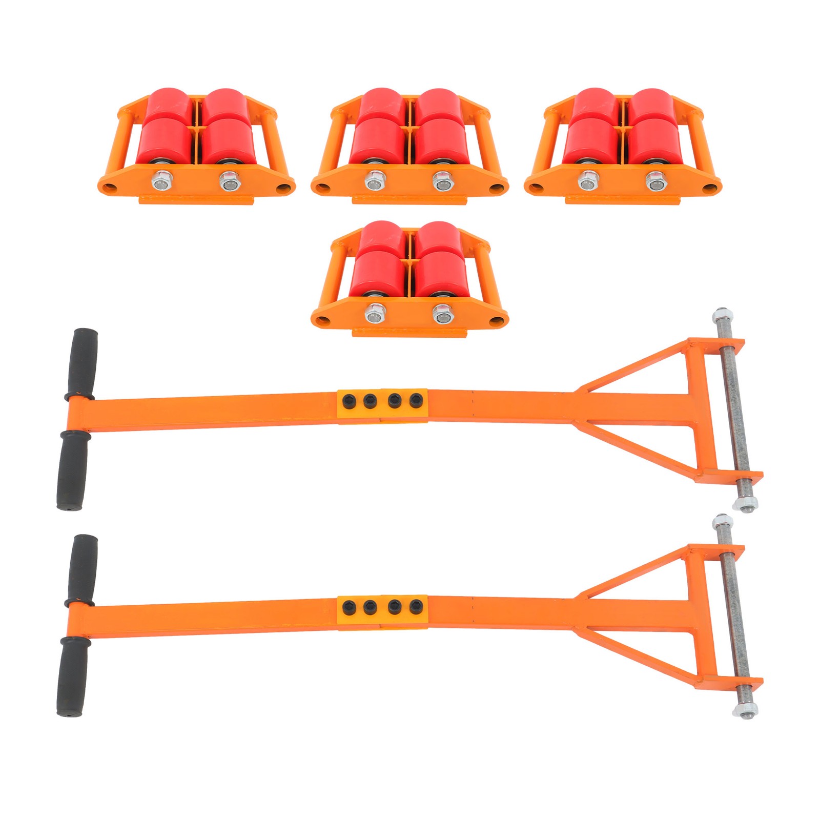 4 Pcs Machinery Skates Dolly With Handle 360° Rotation 6T/13200Lbs Heavy Duty