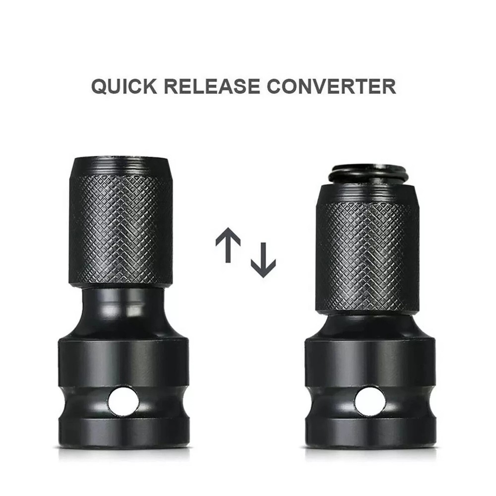 2X Socket Adapter Drill Hex Shank Chuck Change Impact Driver Tool 1/2" To 1/4"