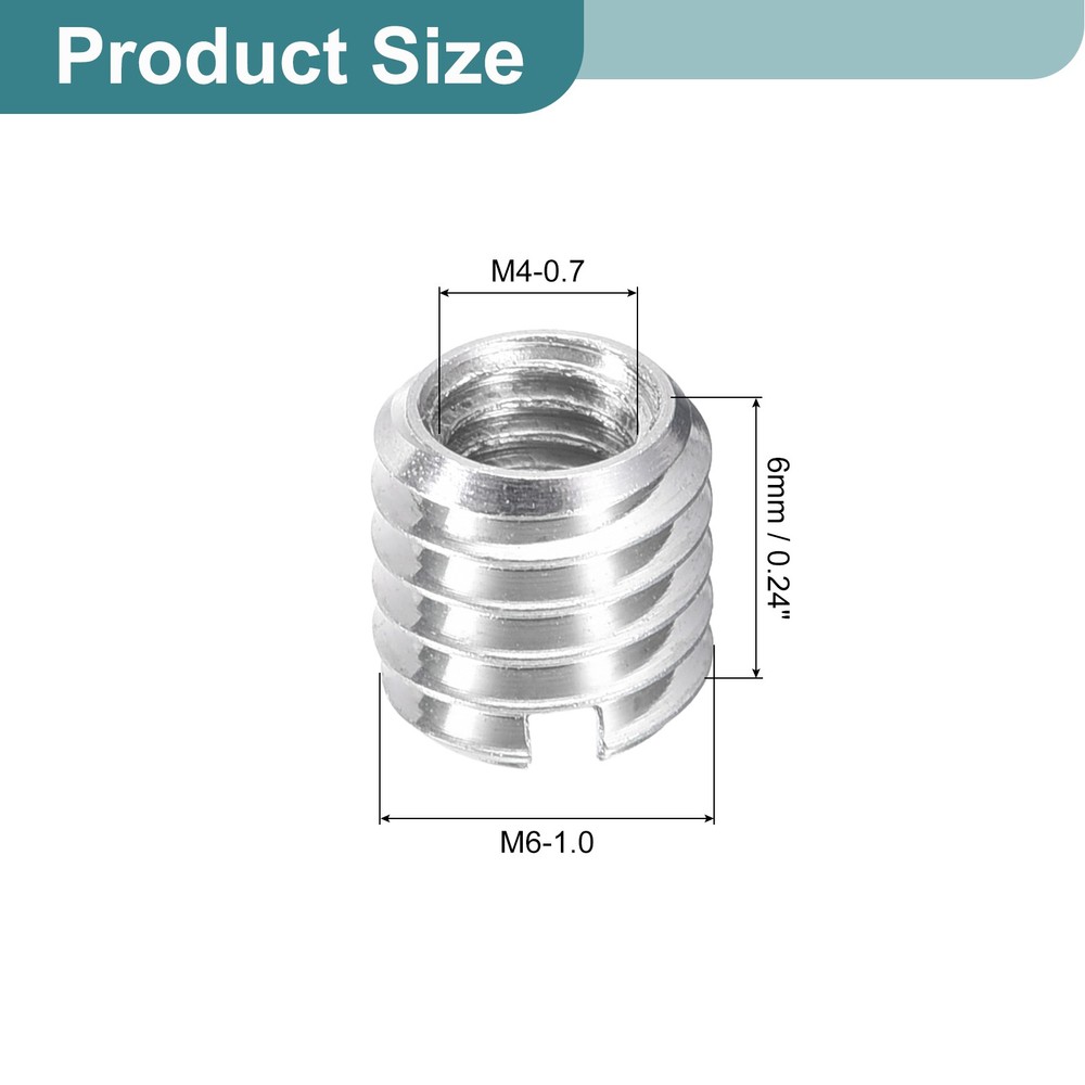 10Pcs Threaded Inserts, M4-0.7x6 & M6-1x6 Thread Repair Insert