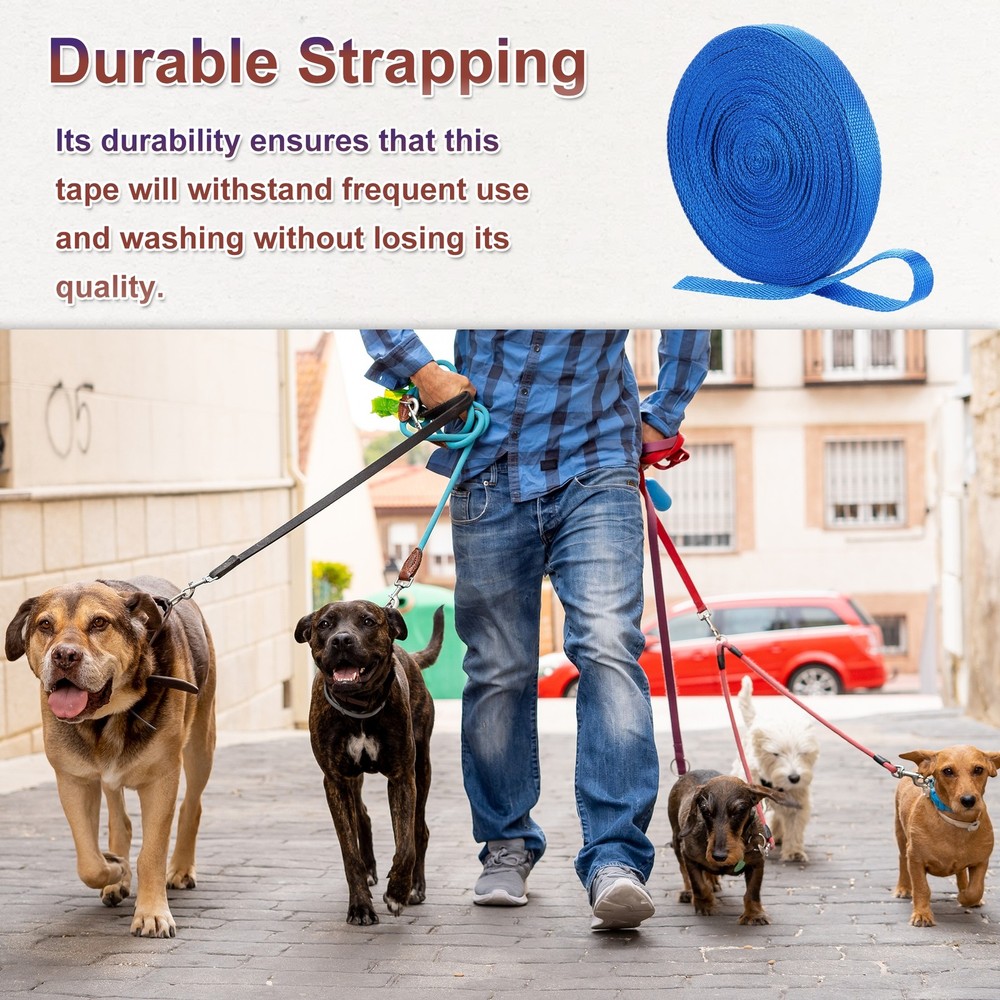 Nylon Webbing Strap, 22 Yards x 3/4" Polypropylene Flat Webbing Strap (Blue)