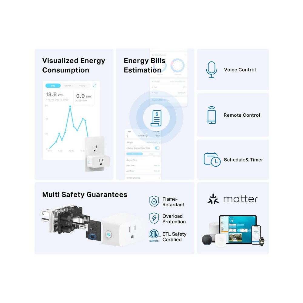 TP-Link Tapo Smart Plug Mini, Matter Compatible, Compatible with Al... Fast Ship