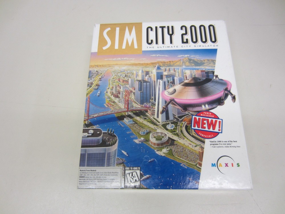 SIM CITY 2000 Big Box Mac/Power Mac Computer 1993 3.5" Disks